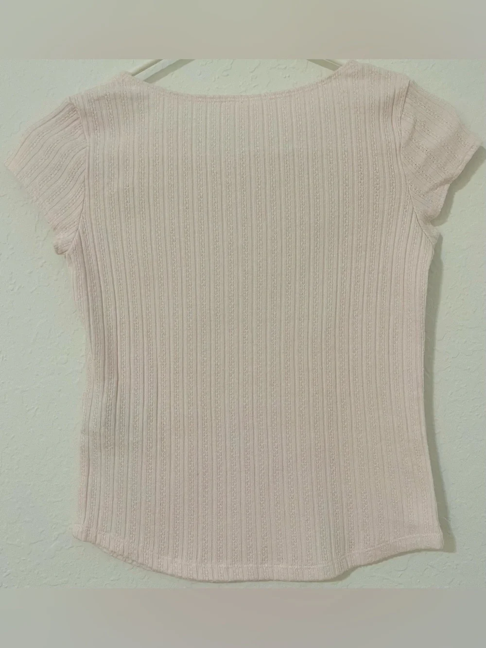 abercrombie kids Pink Ribbed Square Neck Tee
